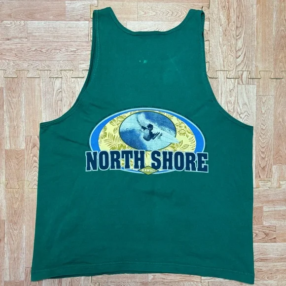 VTG Wilson North Shore Hawaii Surfing Tank Top Large Green Sleeveless Shirt RARE - Picture 5 of 15